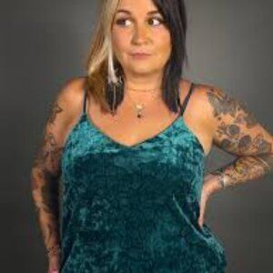 Teal Crushed Velvet Women's Plus Size Camisole Sz 1X Fairy Forest Renaissance